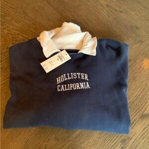 Hollister Dark Blue Pullover with White Accents